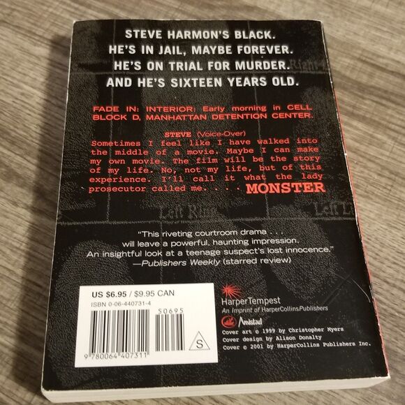 Monster paperback bookfirst harper tempest edition 2001 - Picture 2 of 10